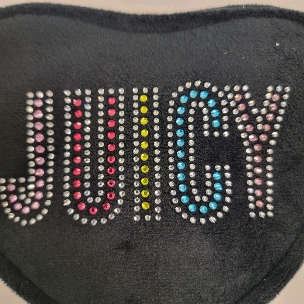 NEW! JUICY COUTURE Kids Faux Fur‎ Heart Shoulder Bag Black Colorful Rhinestones